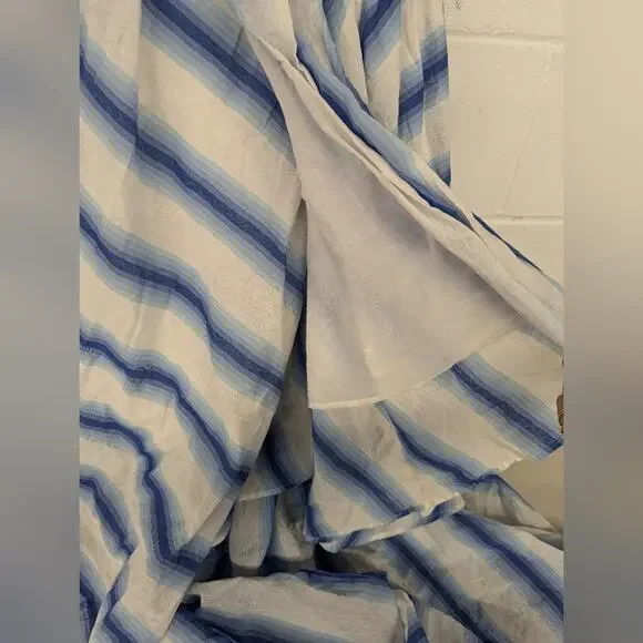 rtr Rosie Assoulin Halter Striped Dress sz6 DESIGNER Blue white hi low open back - Picture 7 of 10